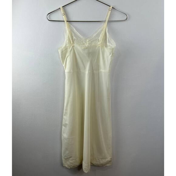 VINTAGE Top Form Ivory Lace Trim Sleep Dress Slip Lingerie VTG Nylon 32 Regular - Picture 6 of 8